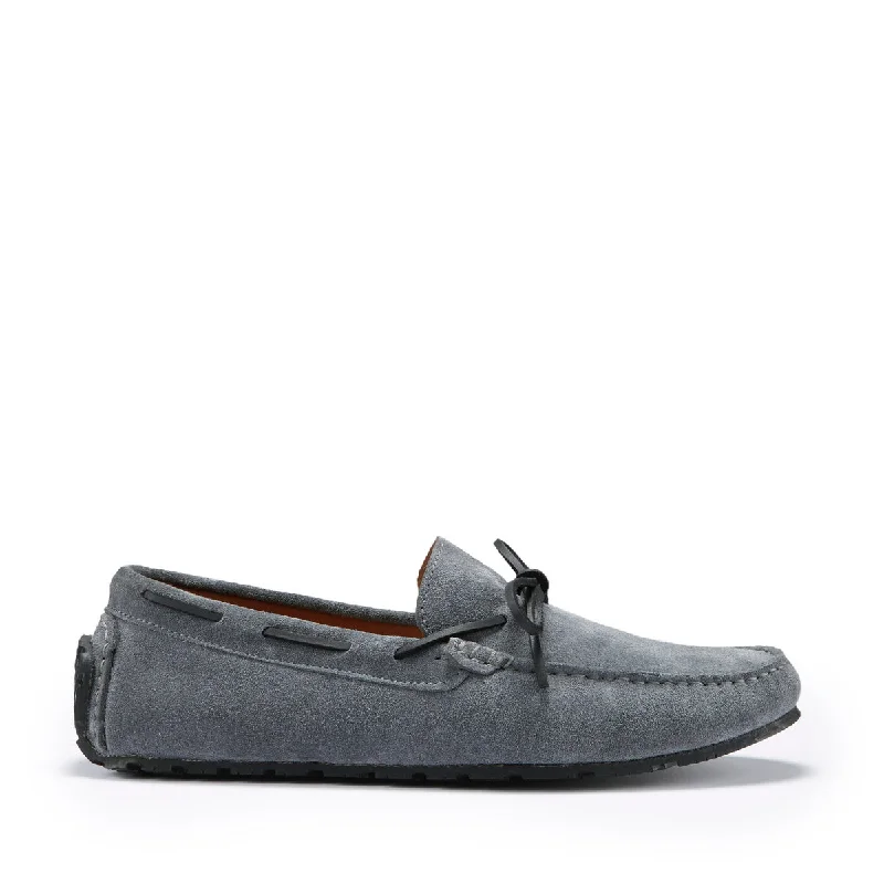 Men's loafers with a memory foam insoleTyre Sole Laced Driving Loafers, slate grey suede