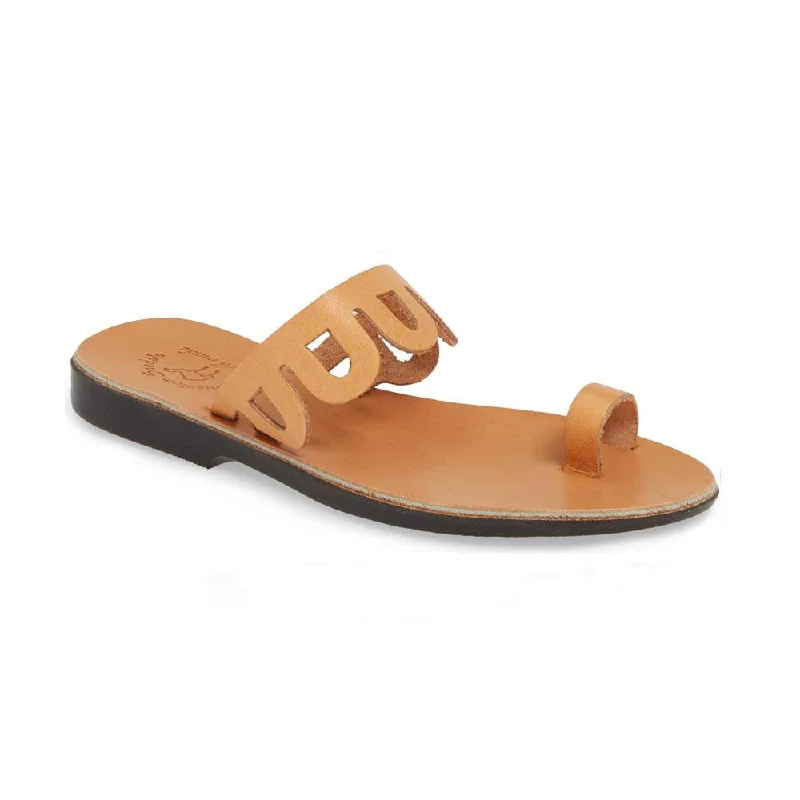 Men's sandals with a removable insole for cleaningAja - Leather Flat Sandal | Tan