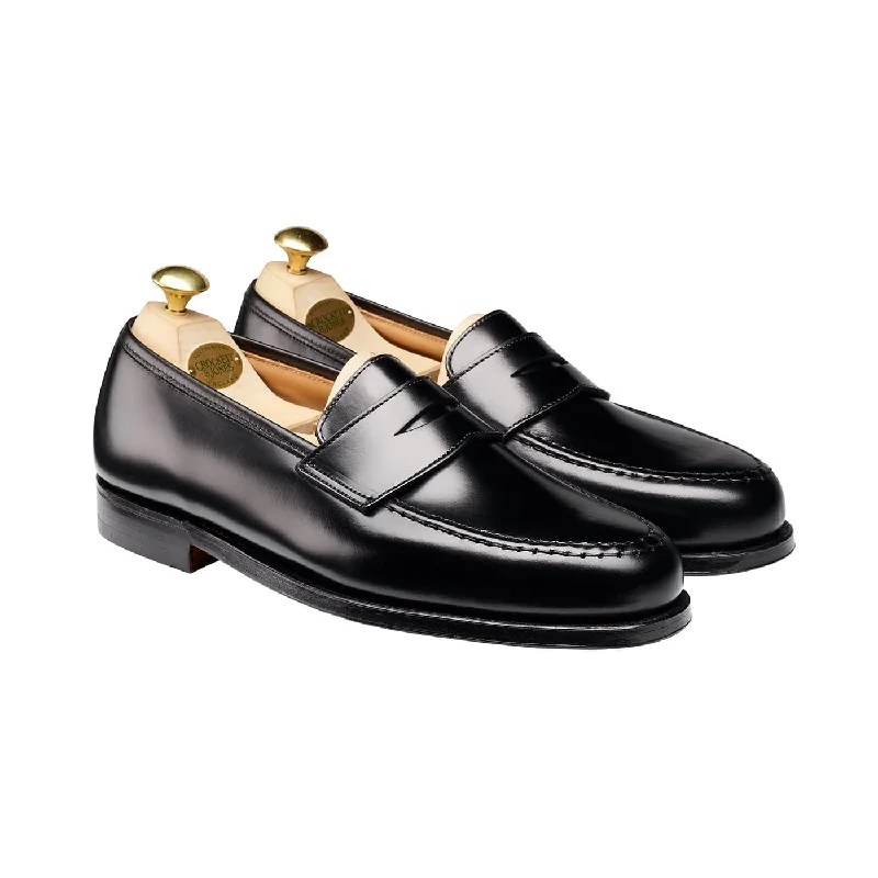 Men's leather loafers with a penny slot Men's loafers with a low - heeled designBoston Black Cavalry Calf