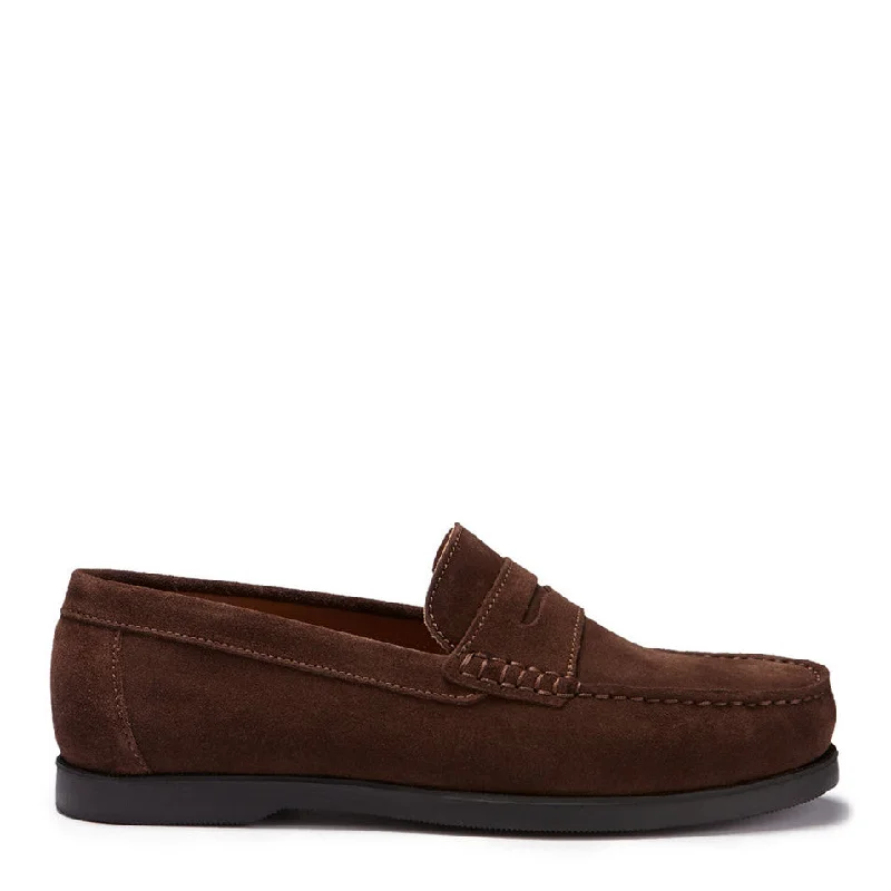 Men's loafers with a perforated leather upper for ventilation Men's loafers with a leather lining for comfortBoat Loafers, brown suede