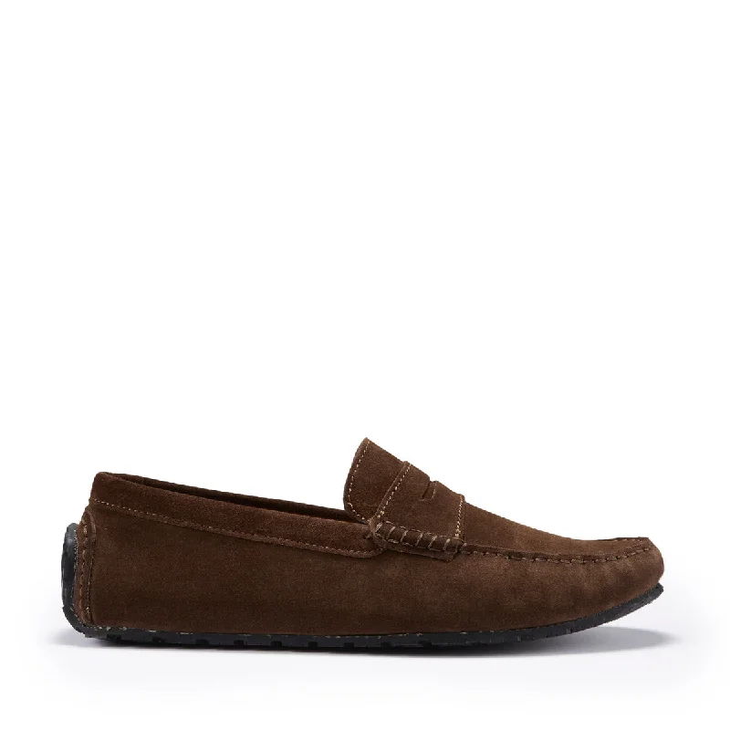 Men's leather loafers with a penny slot Men's leather loafers with a penny slotTyre Sole Penny Driving Loafers, brown suede