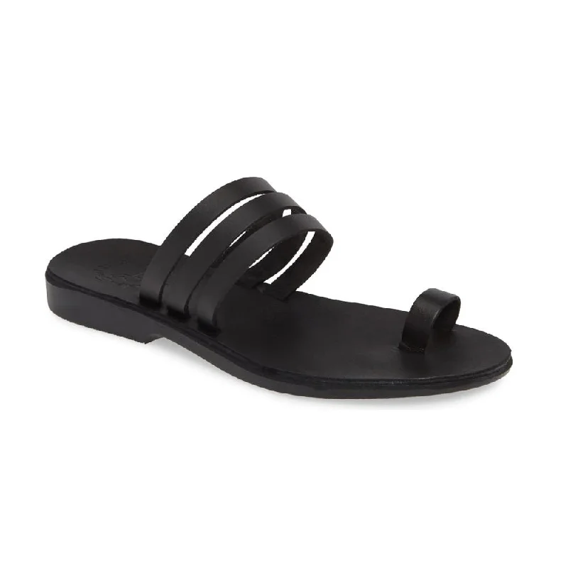 Men's sandals with a durable outer soleAngela - Leather Slip On Sandal | Black