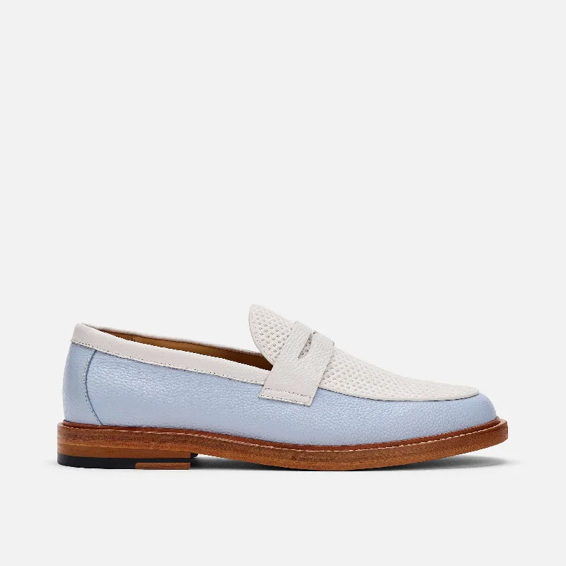 Men's loafers with a removable insole for cleaningCalum Columbia Blue Leather Penny Loafers