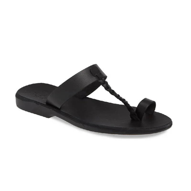 Men's sandals with a wide strap for supportAra -  Braided Leather Sandal | Black