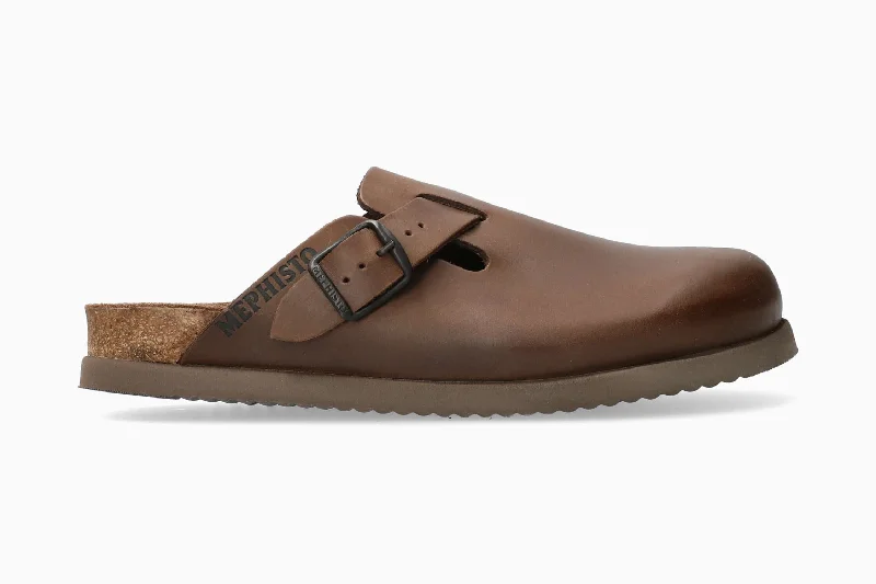 Men's sandals with a decorative buckle or charmNathan - Dark Brown