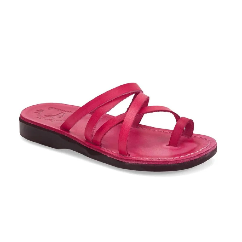 Men's sandals with a perforated leather upper for ventilationAriel - Leather Cross Strap Sandal | Pink
