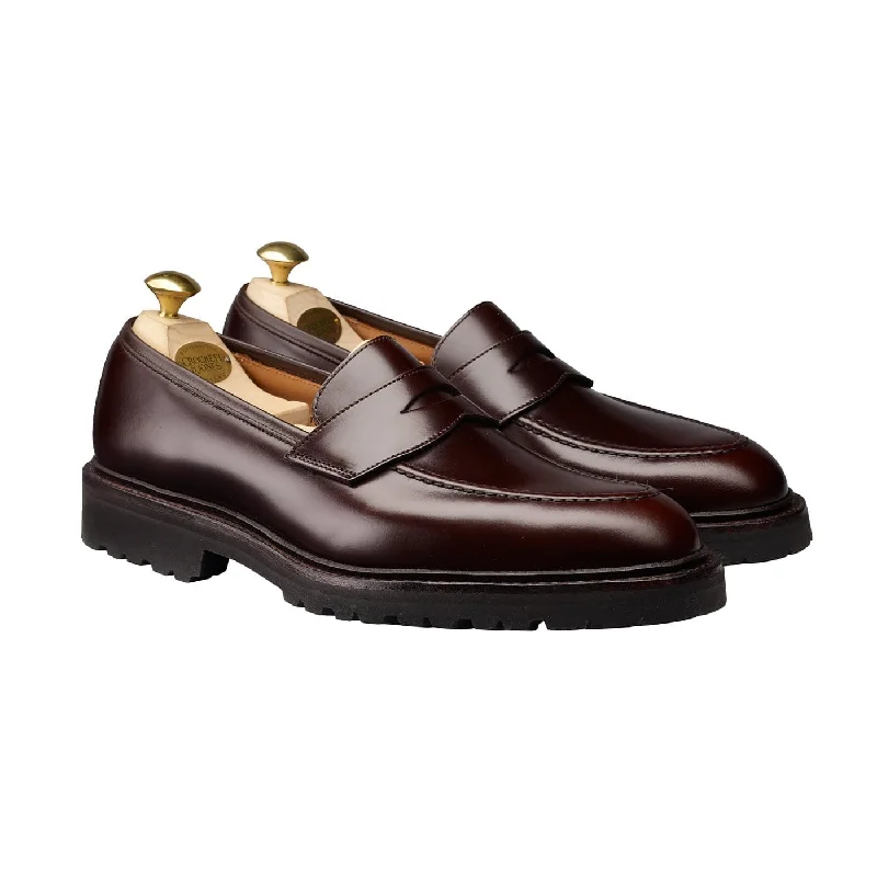 Men's leather loafers with a penny slot Men's loafers with a low - heeled designHenley 3 Dark Brown Cavalry Calf