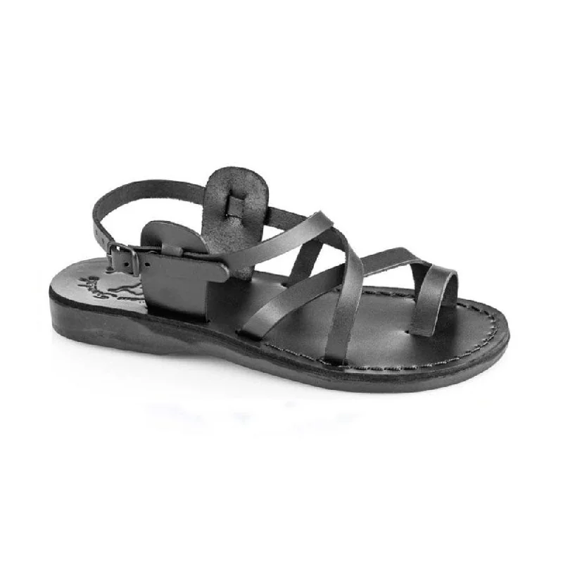 Waterproof men's sandals for water activitiesThe Good Shepherd Buckle - Leather Toe Loop Sandal | Black