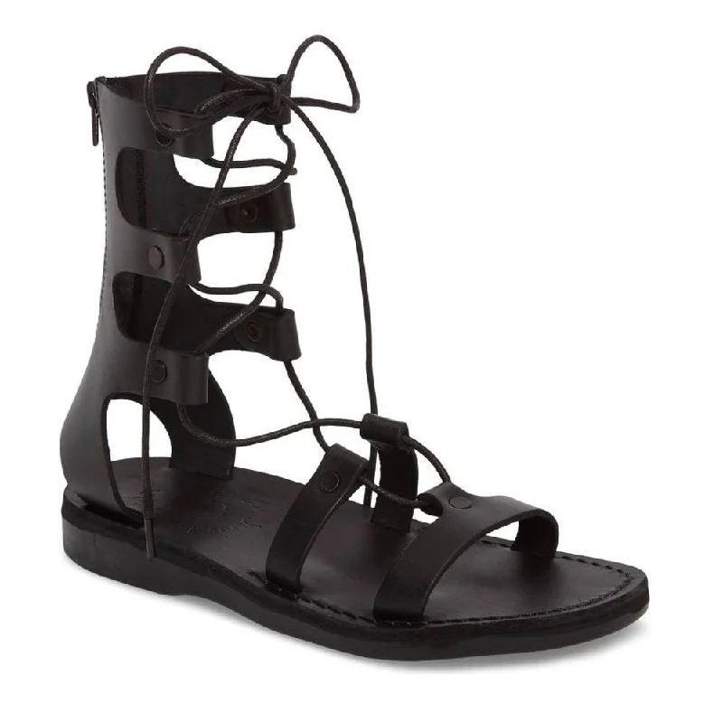 Men's sandals with a padded heelRebecca - Leather Gladiator Lace Up Sandal | Black