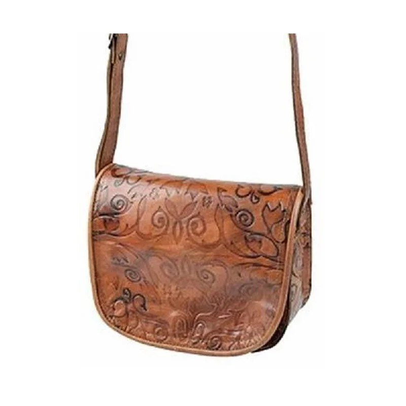 Men's sandals in a neutral color like black or brownEmbossed Brown Leather Crossbody Bag | Brown