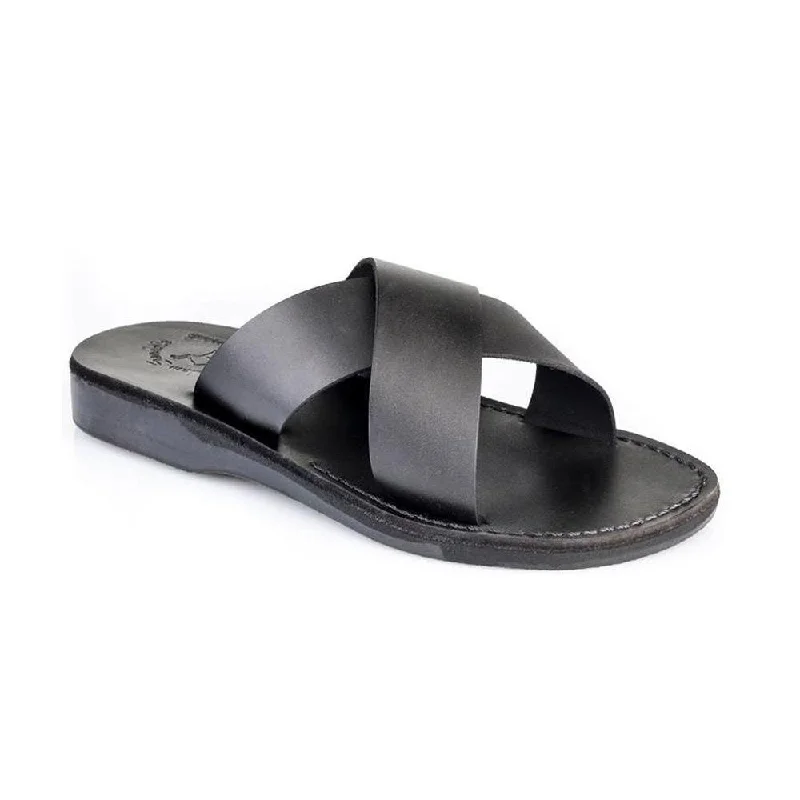 Men's sandals with a durable outer soleMen's sandals with a durable outer soleElan - Leather Slide On Sandal | Black