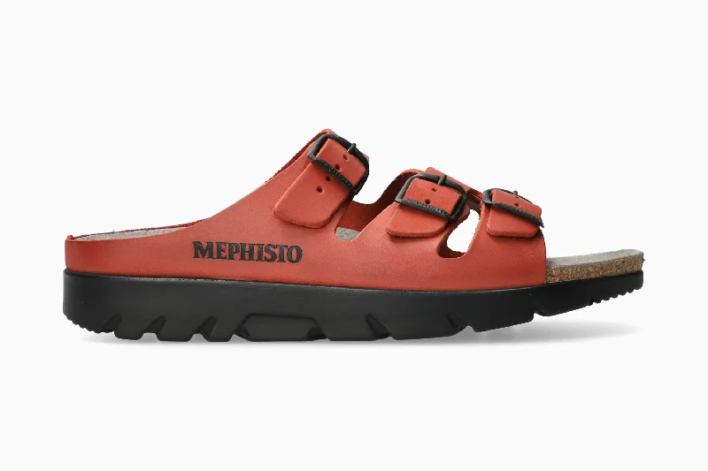 Men's leather sandals with an adjustable strapZach Fit. - Red