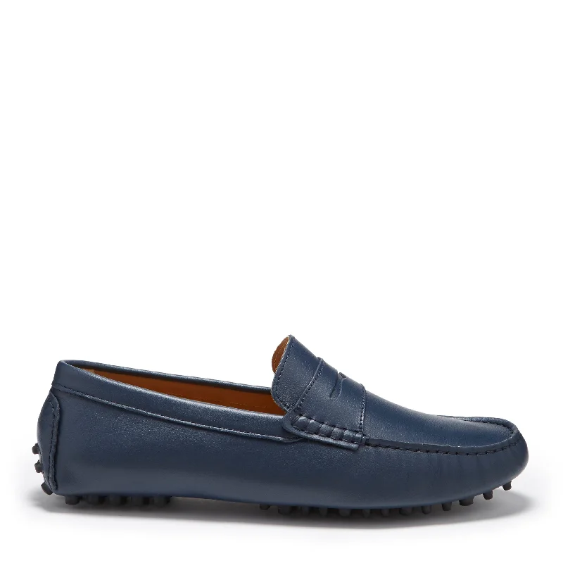 Men's loafers with a cushioned footbed Men's loafers with a perforated leather upper for ventilationPenny Driving Loafers, french navy leather