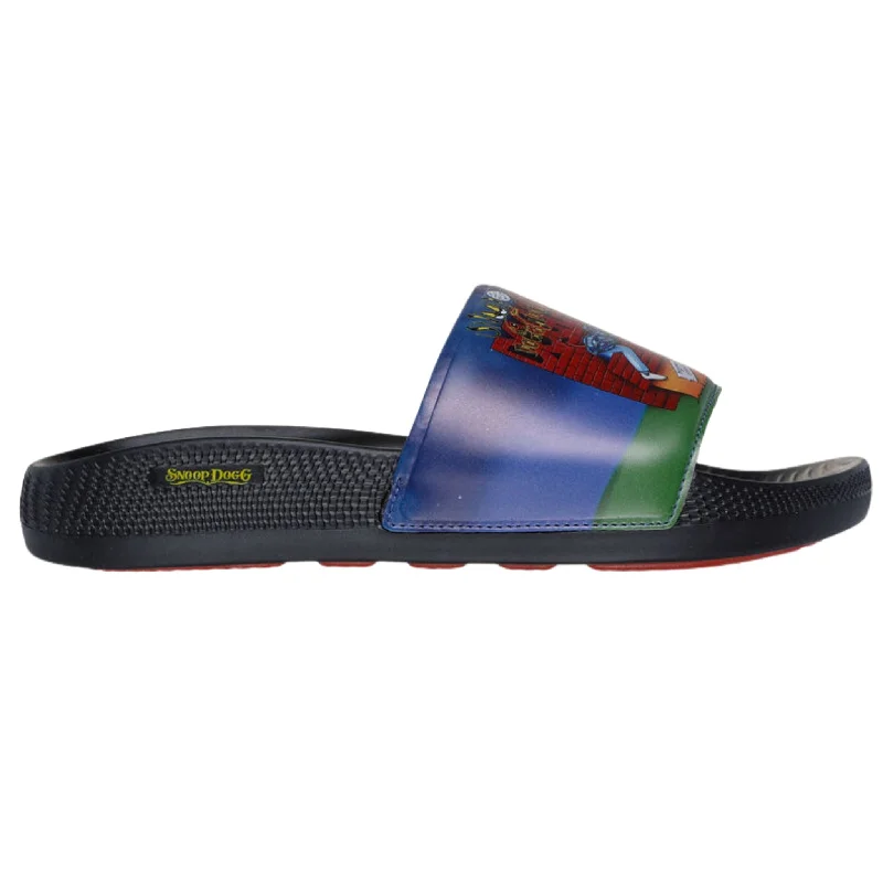 Waterproof men's sandals for water activitiesSkechers Men's 251092 Snoop Dogg: Low Slider - Doggy Style Slide  Black Multi Sandals