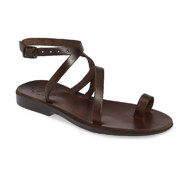 Men's leather sandals with an adjustable strapMara - Leather Thin Ankle Strap Sandal | Brown