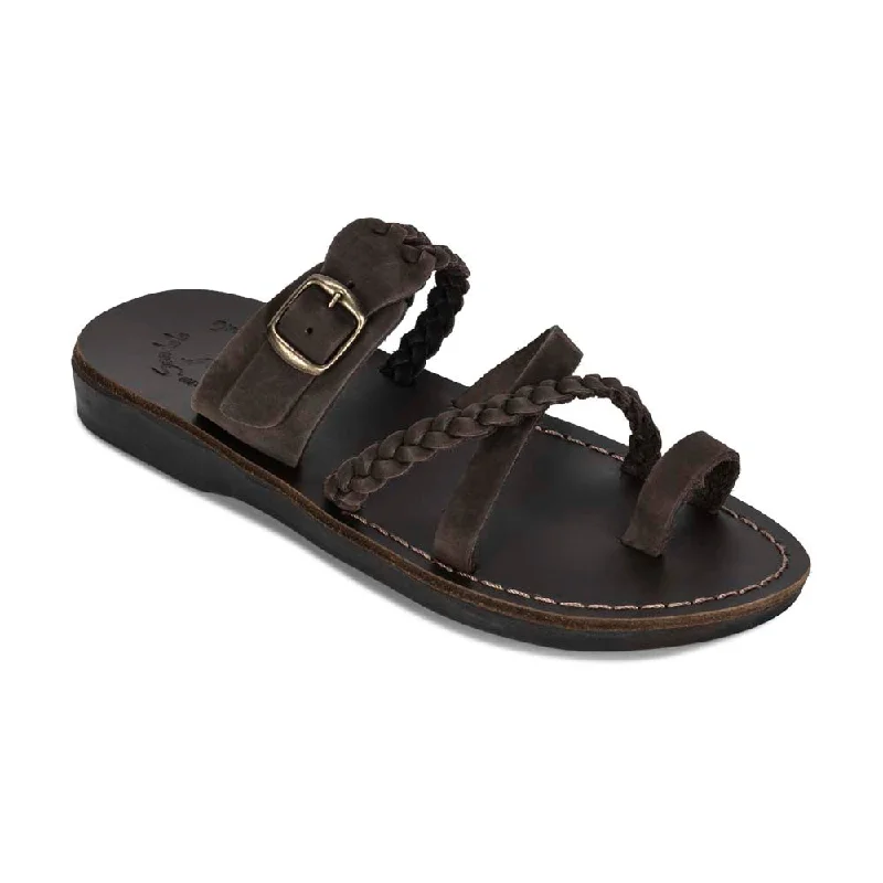 Men's leather sandals with an adjustable strapMen's leather sandals with an adjustable strapSophia Buckle - Leather Braided Slide Sandal | Brown Nubuck