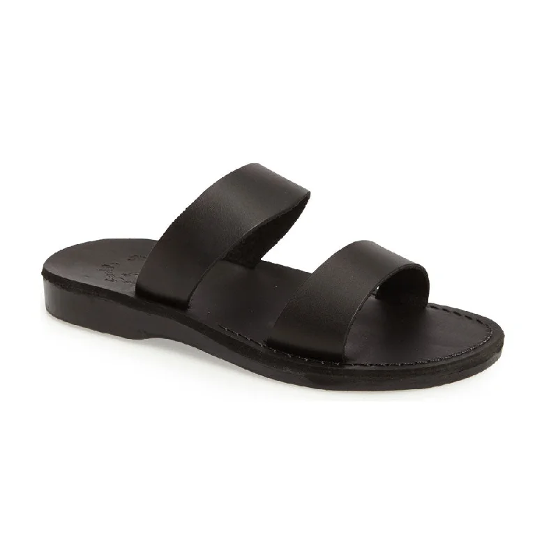 Men's sandals with a shock - absorbing insoleAviv - Leather Wide Strap Sandal | Black Men's sandals with a shock - absorbing insoleAviv - Leather Wide Strap Sandal | Black