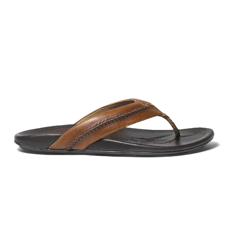 Men's sandals with a perforated leather upper for ventilationMea Ola - Tan / Dark Java Men's sandals with a perforated leather upper for ventilationMea Ola - Tan / Dark Java