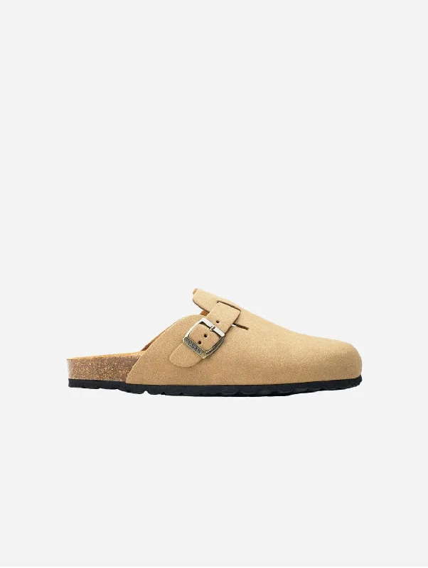 Men's sandals with a pointed toe for a stylish lookTaro Comfort Men's Vegan Footbed Slippers | Beige