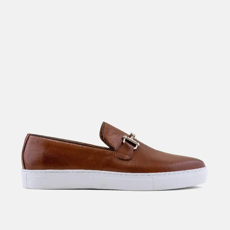 Men's loafers with a decorative buckleBoardwalk Mahogany Leather Horse-Bit Sneakers