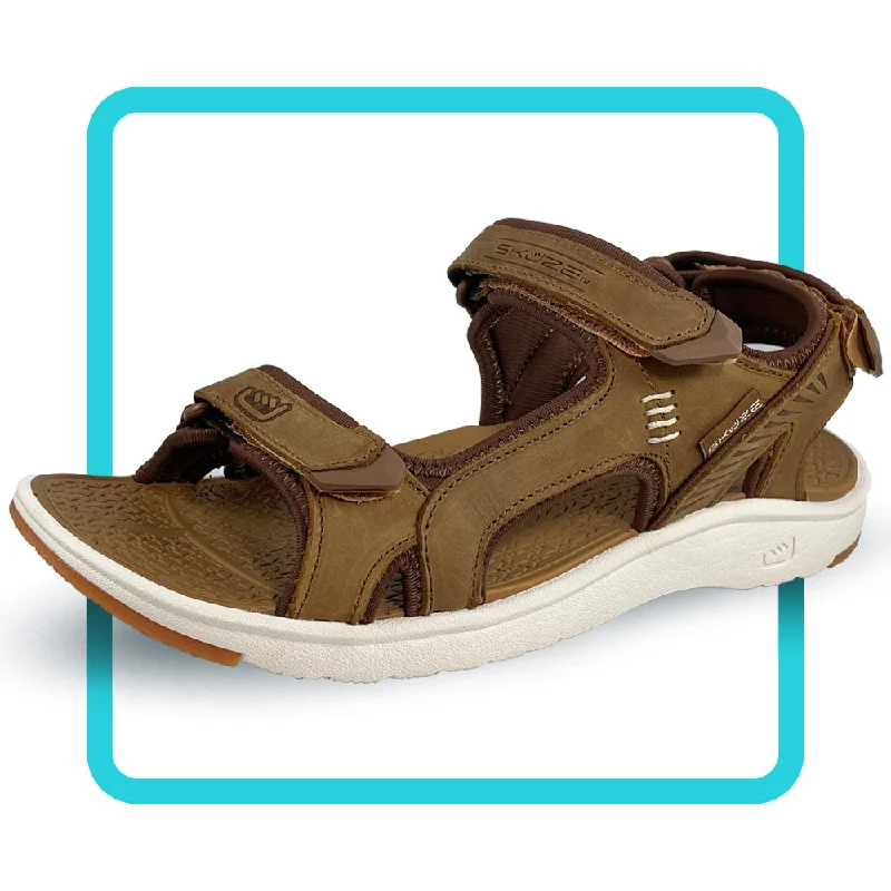 Men's sandals with a decorative buckle or charmCabo by Skuze Shoes - Tan & Brown