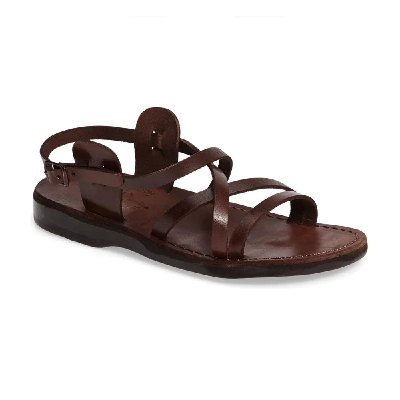Men's sandals with a contrast stitching detailTzippora - Leather Strappy Slingback Sandal | Brown Men's sandals with a contrast stitching detailTzippora - Leather Strappy Slingback Sandal | Brown