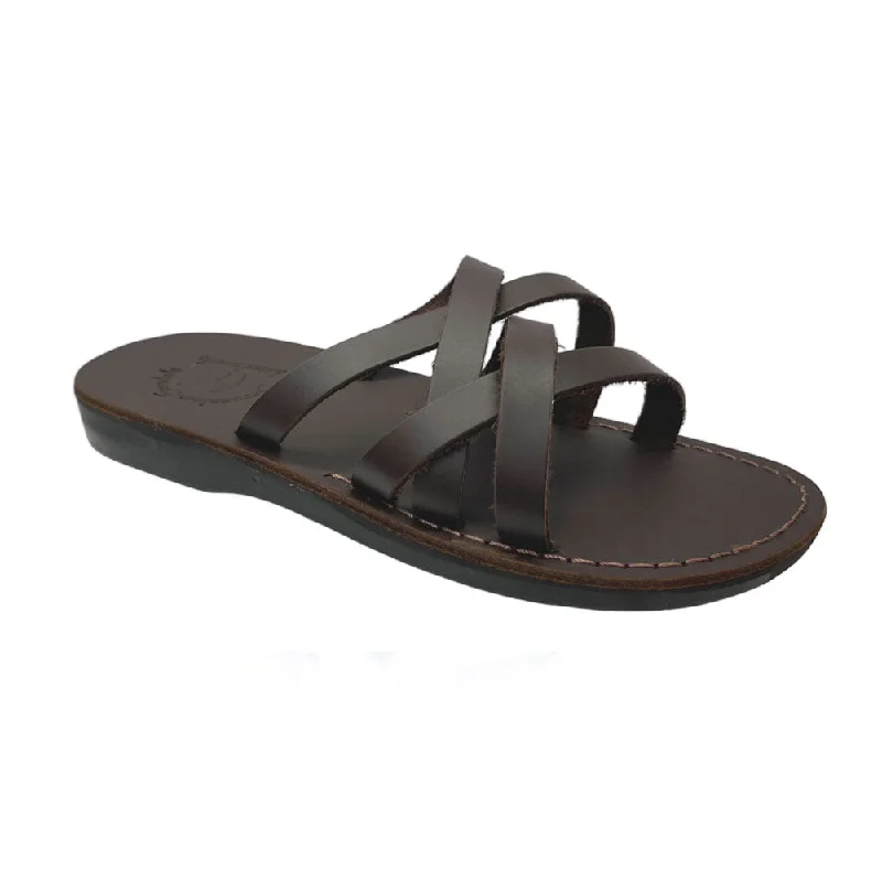 Men's sandals with a buckle closureMen's sandals with a buckle closureGad - Leather Criss Cross Strap Sandal | Brown