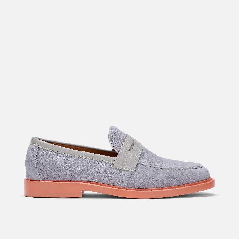 Men's leather loafers with a penny slotCalum Gray Leather Penny Loafers