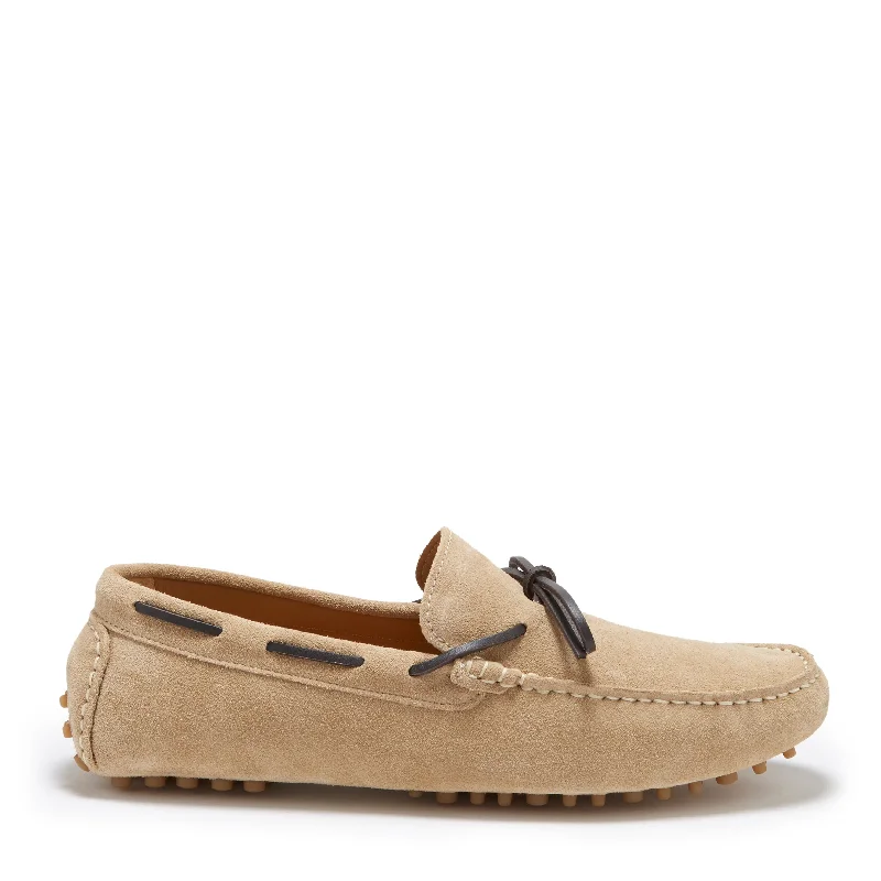 Men's loafers with a moc - toe design Men's loafers with a cushioned footbedLaced Driving Loafers, taupe suede