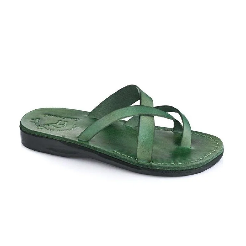 Men's sandals with a wide strap for supportAbigail - Leather Toe Sandal | Green