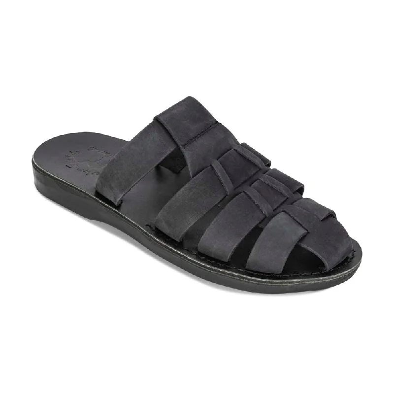 Men's sandals with a toe post designMichael Slide - Leather Pacific Slide Sandal | Black Nubuck