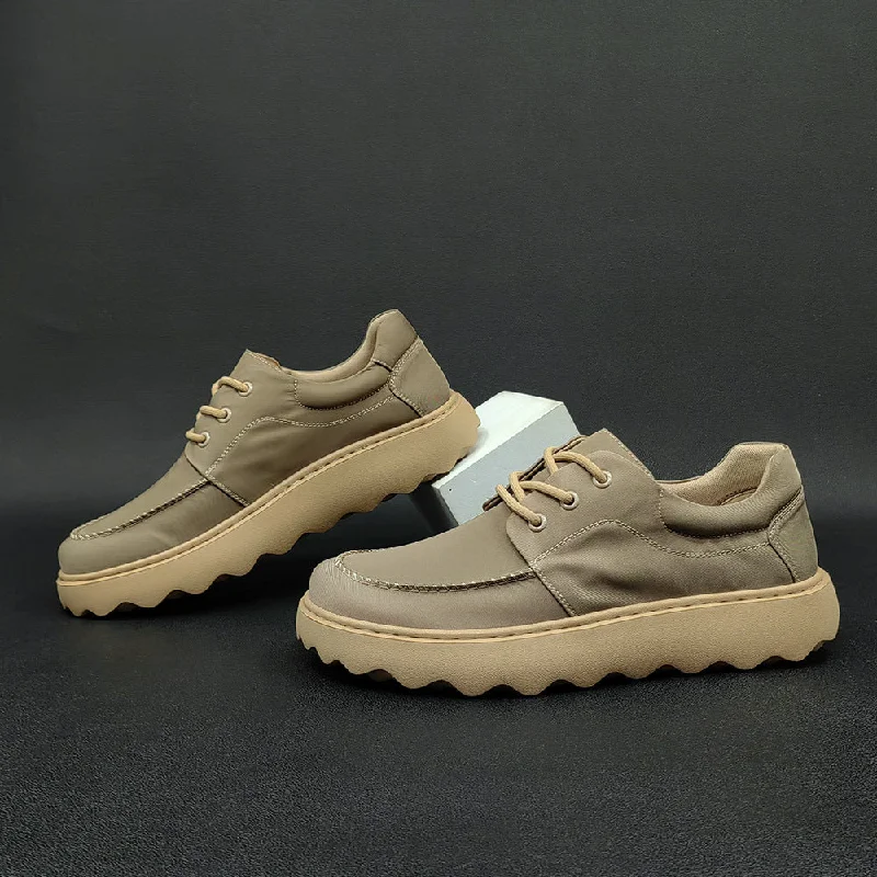 Men's casual shoes with a thick sole for added heightMen Casual Soft Canvas Lug Sole Casual Shoes