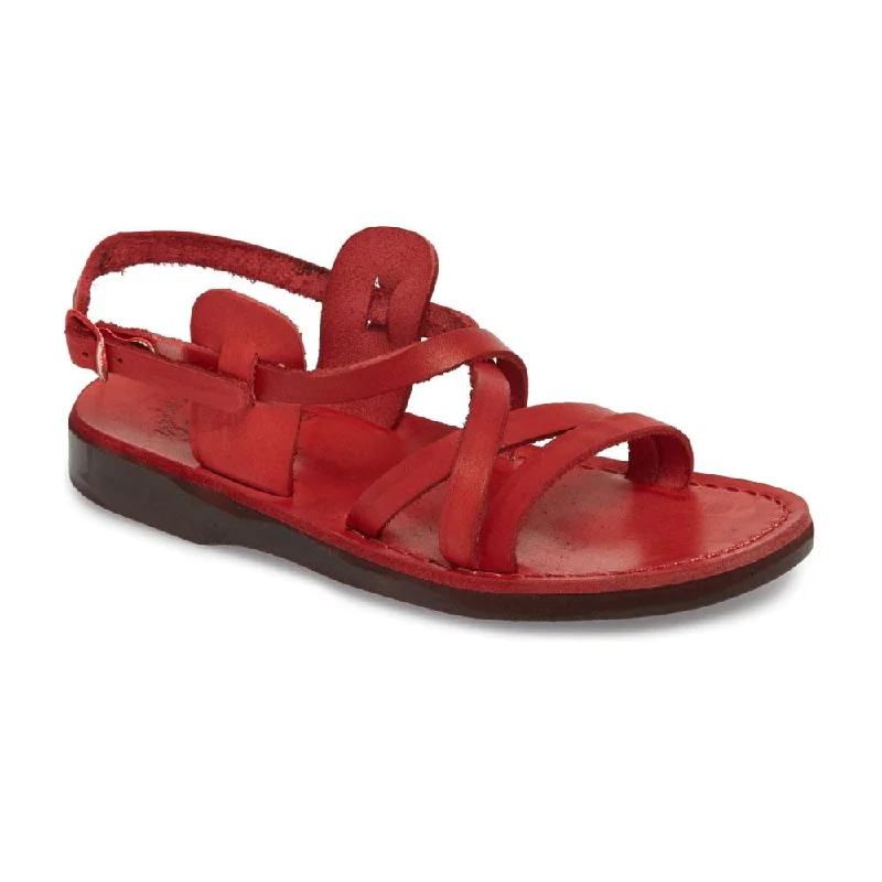 Men's sandals with a buckle closureTzippora - Leather Strappy Slingback Sandal | Red