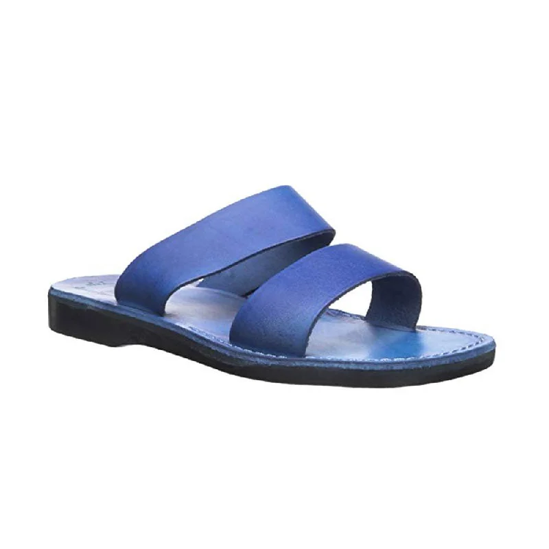 Flip - flop style men's sandals for beach wearAviv - Leather Double Strap Sandal | Blue