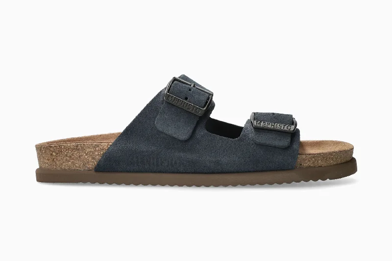 Men's sandals with a perforated leather upper for ventilationNerio - Night Blue