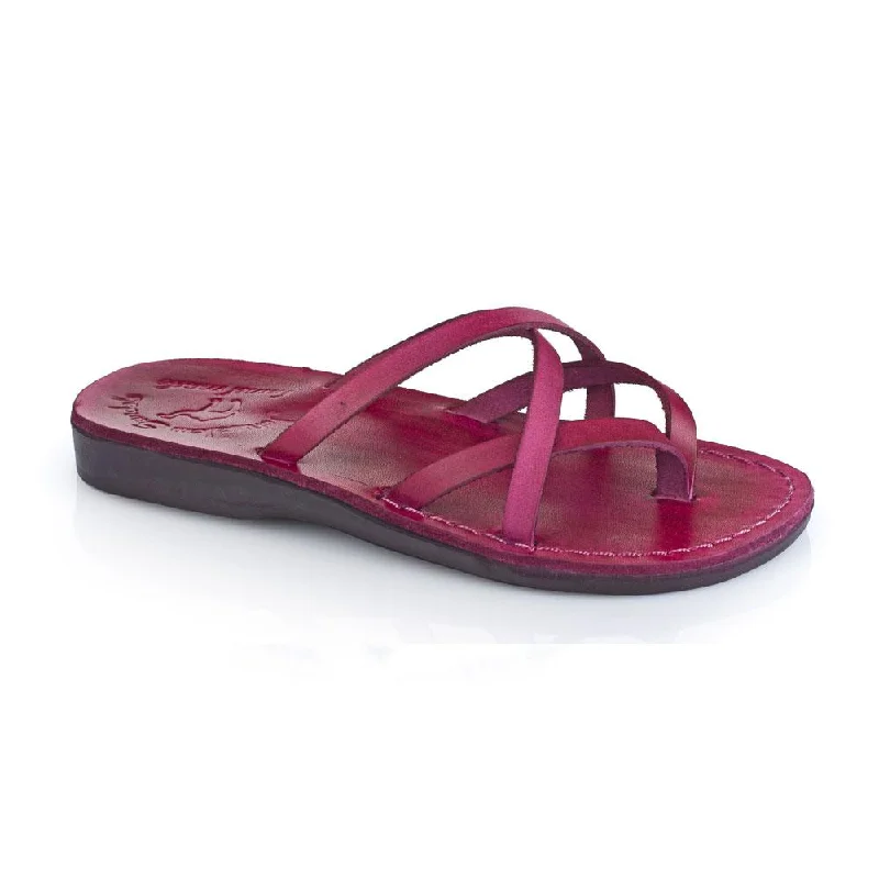 Men's sandals with a durable outer soleTamar - Leather Strappy Flip Flops | Violet