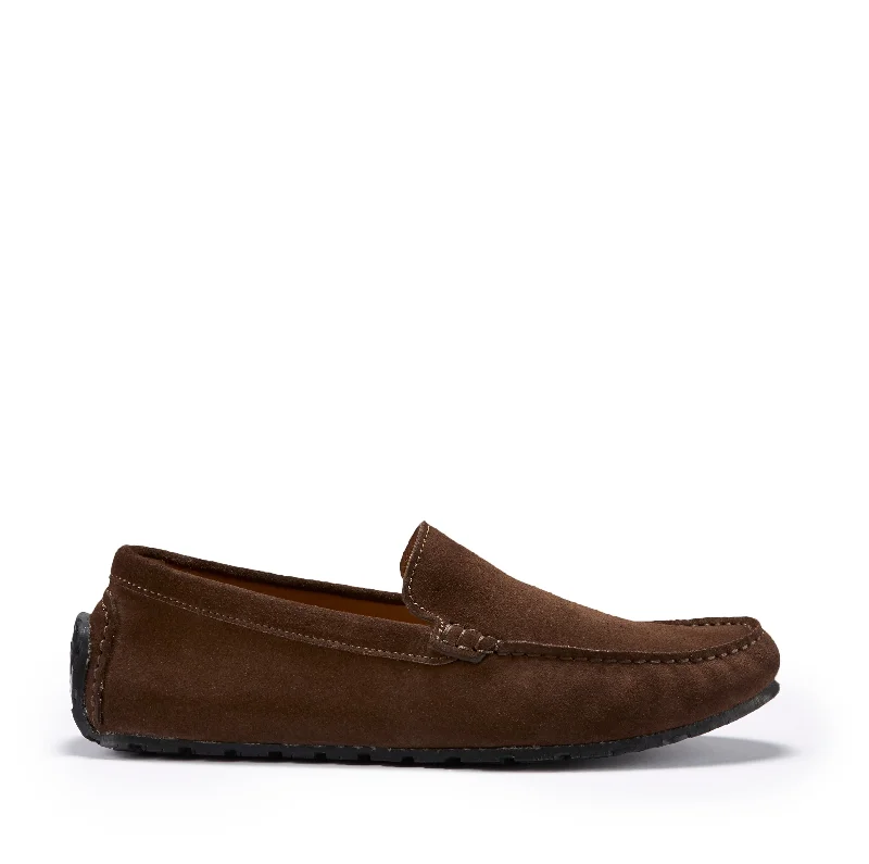 Men's loafers with a pointed toe for a stylish appearance Men's loafers with a contrast stitching detailTyre Sole Driving Loafers, brown suede
