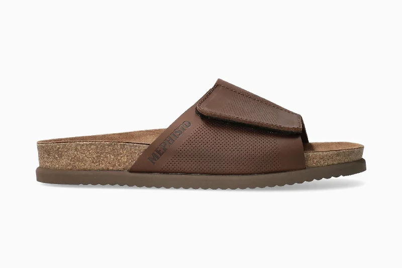 Men's sandals with a stretchy strap for a better fitNilton - Dark Brown