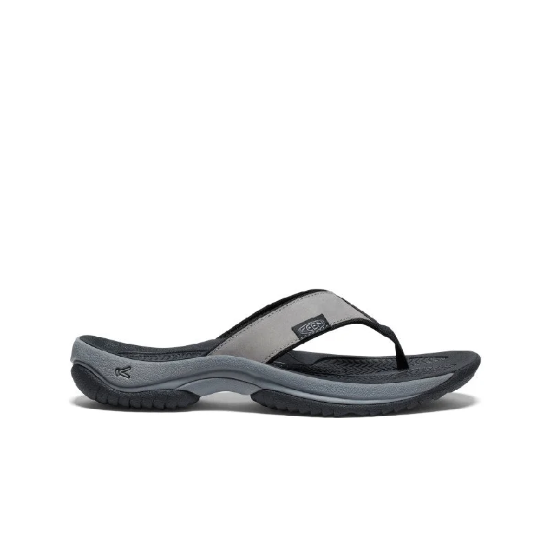 Men's sandals with a toe post designMen's Kona Leather Flip-Flop  |  Steel Grey/Black