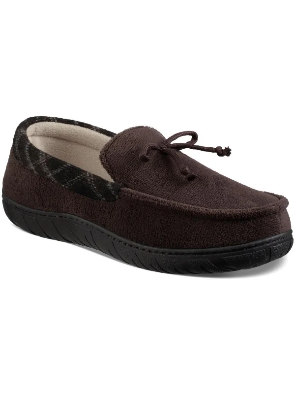 Men's slippers with a leather sole for a classic look Mens Faux Suede Slip On Loafer Slippers