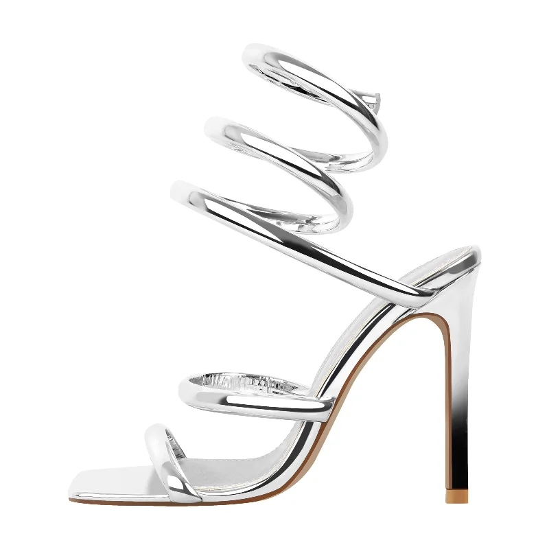 Men's sandals with a leather lining for comfort Men's sandals with a leather lining for comfort Silver Square Toe Strap Stiletto Sandals
