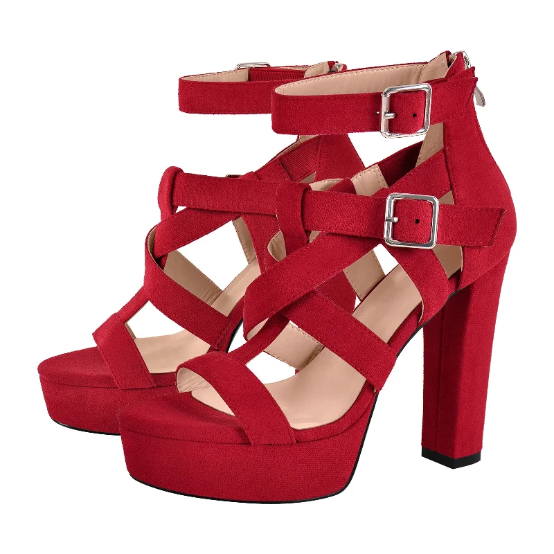 Men's sandals with a pointed toe for a stylish look Men's sandals with a pointed toe for a stylish look Platform Gladiator Strap Chunky Heel Sandals