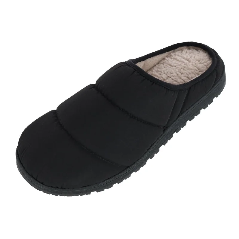 Men's slippers with a rubber sole for outdoor use Men's Crinkled Tech Puffer Hoodback Slipper