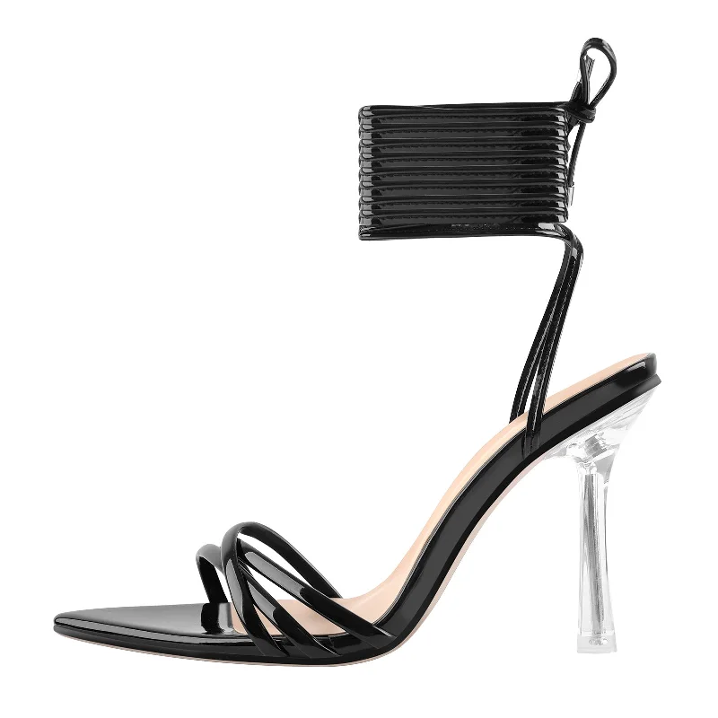 Men's sandals with a contrast stitching detail Men's sandals with a contrast stitching detail Pointed Toe Strap Lace Up Clear Heel Sandals