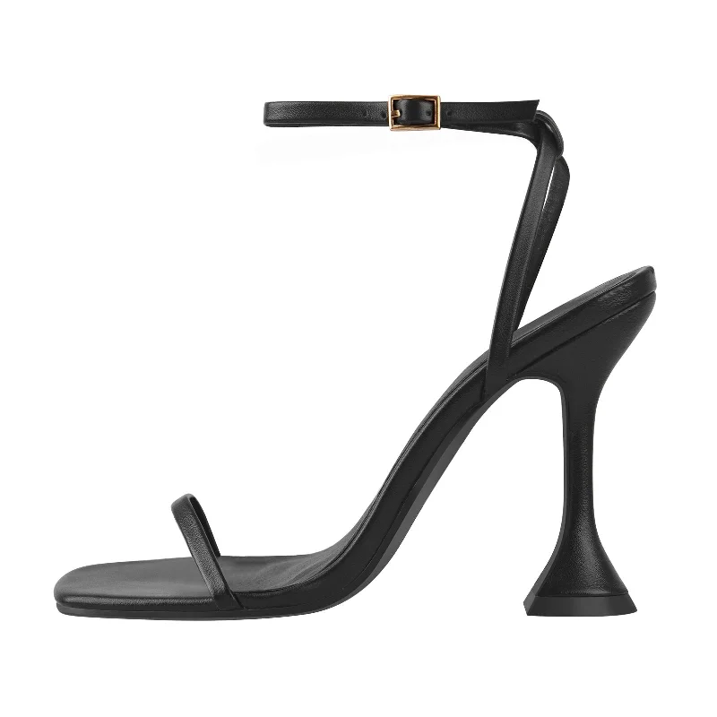 Men's sandals with a perforated leather upper for ventilation Black Ankle Strap High Heel Sandals Men's sandals with a perforated leather upper for ventilation Black Ankle Strap High Heel Sandals