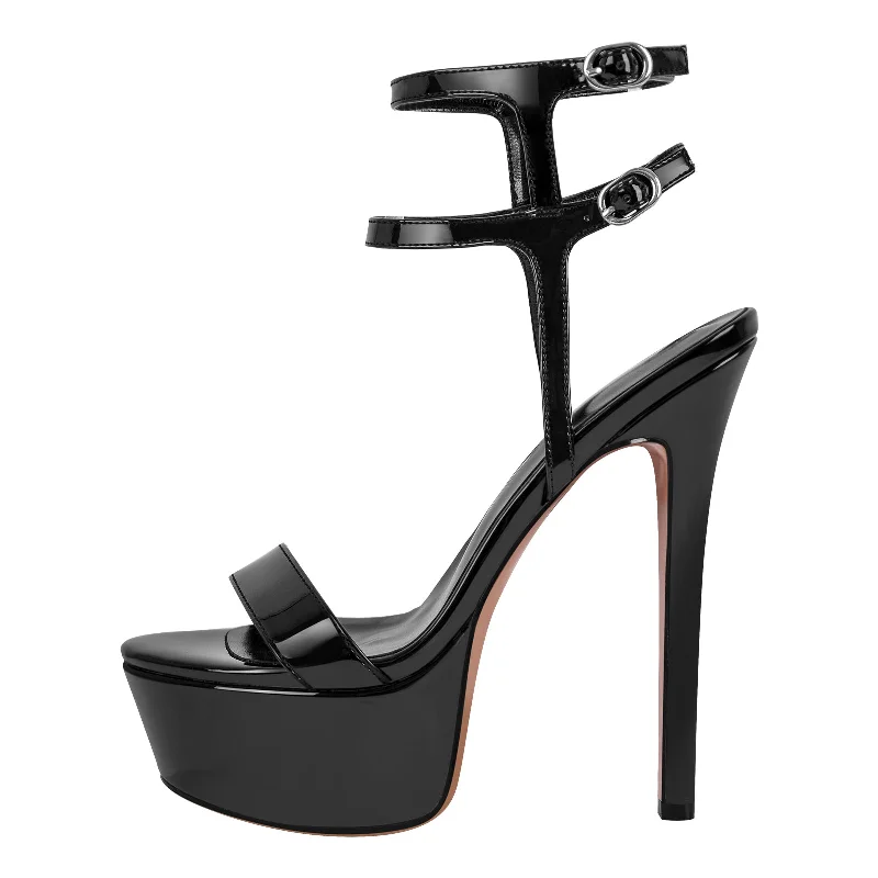 Men's sandals with a padded heel Men's sandals with a padded heel Platform Ankle Double Strap Stiletto Sandals