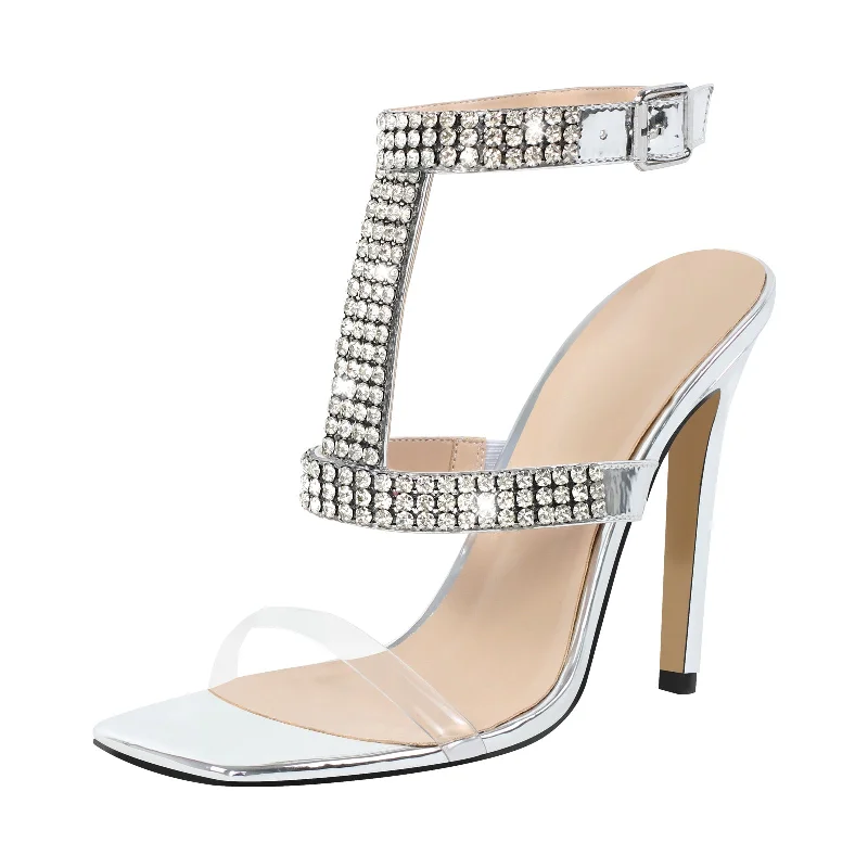 Men's sandals with a toe post design Men's sandals with a toe post design Square Toe Rhinestone T-Strap Stiletto Sandals
