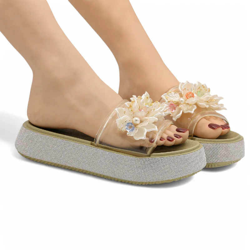 Men's slippers with a decorative pom - pom or tassel Transparent pearl slipper