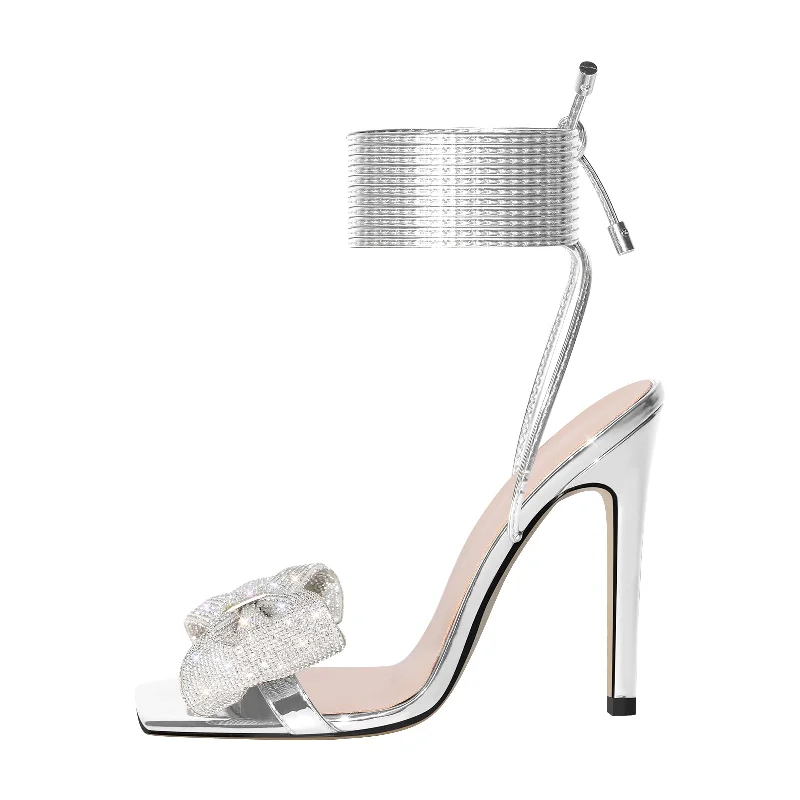 Men's sandals with a durable outer sole Men's sandals with a durable outer sole Rhinestone Square Toe Stiletto Ankle Strap Sandals