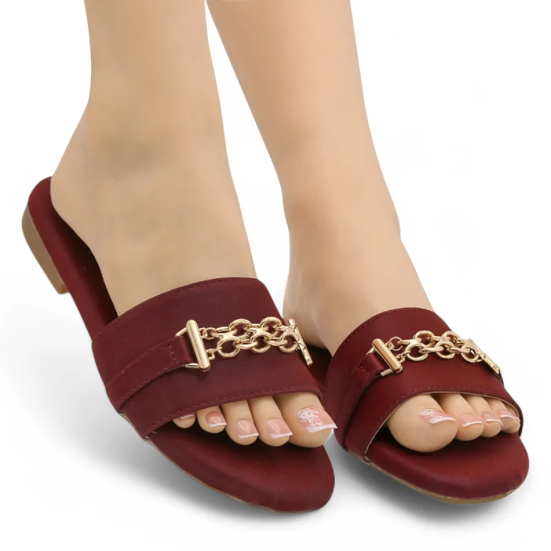 Leather men's slippers with a mule style M0593 flat slipper